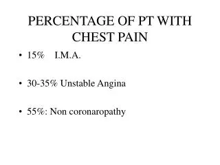 PERCENTAGE OF PT WITH CHEST PAIN