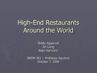 High-End Restaurants Around the World