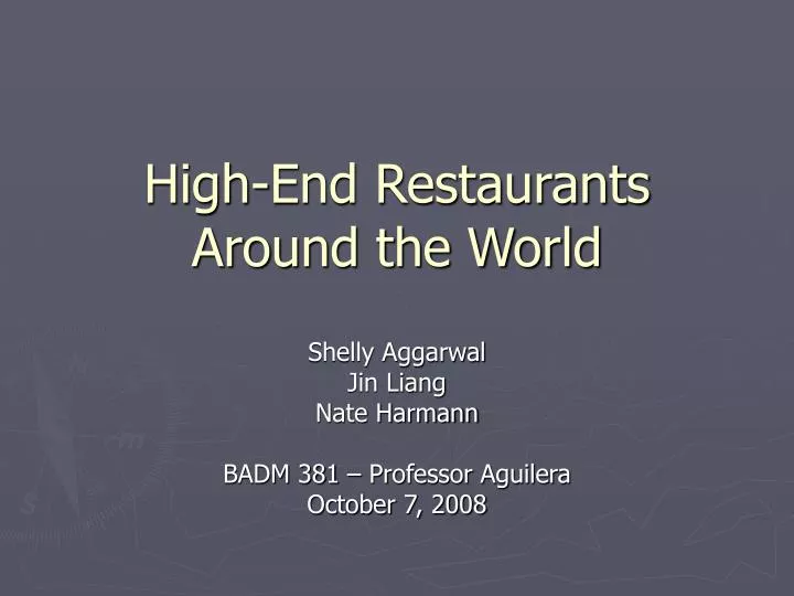 high end restaurants around the world