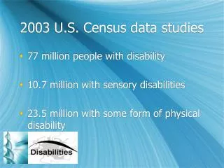 2003 U.S. Census data studies