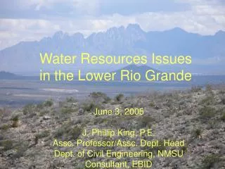Water Resources Issues in the Lower Rio Grande