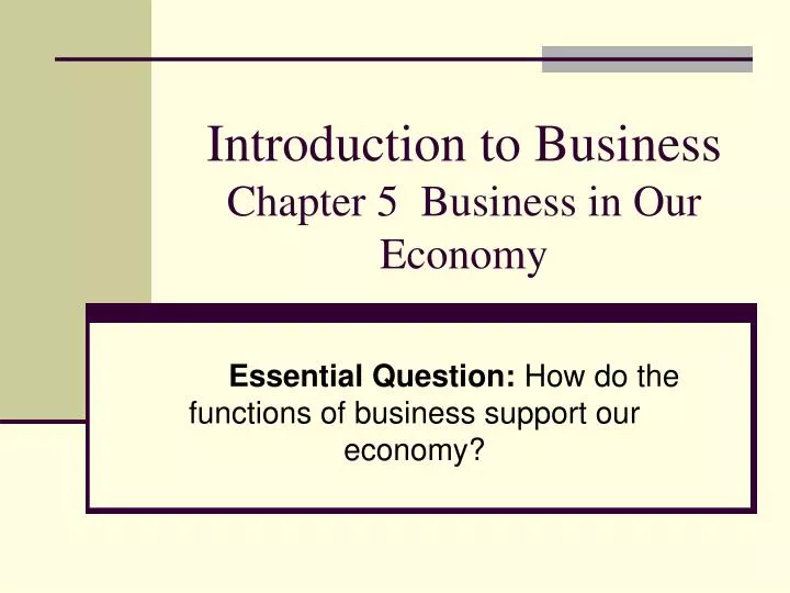 introduction to business chapter 5 business in our economy