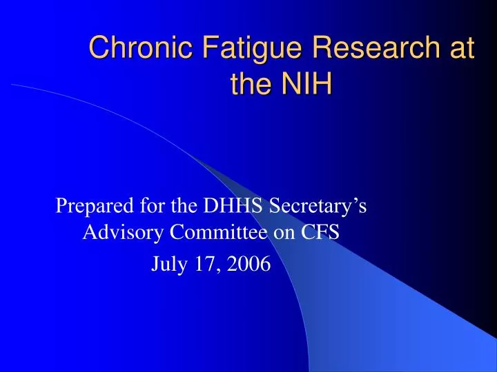 chronic fatigue research at the nih