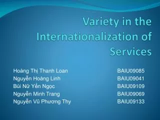 Variety in the Internationalization of Services