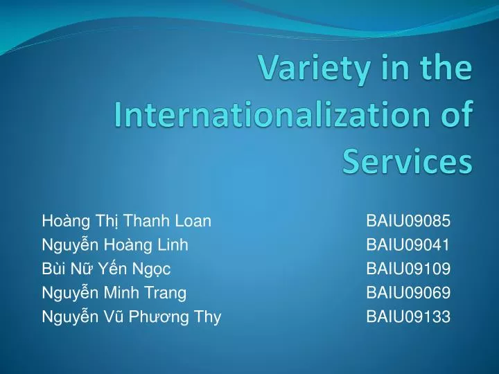 variety in the internationalization of services