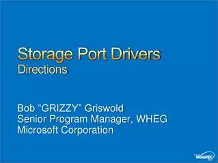 Storage Port Drivers Directions