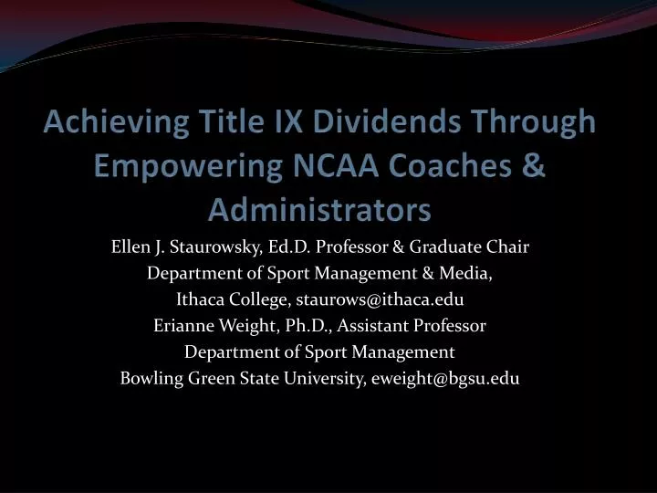 achieving title ix dividends through empowering ncaa coaches administrators