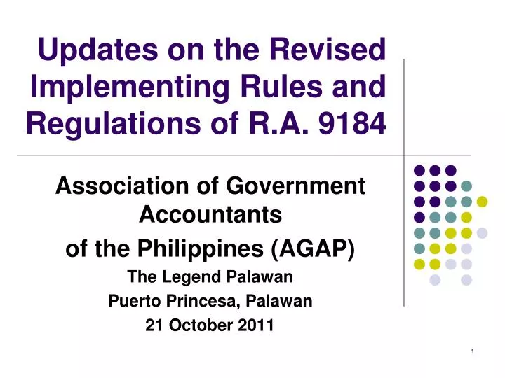 updates on the revised implementing rules and regulations of r a 9184