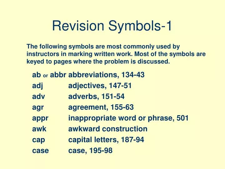 revision symbols 1