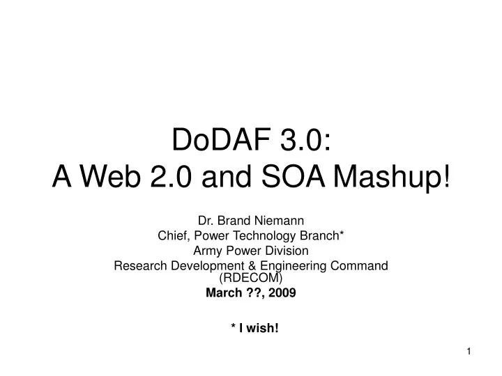 dodaf 3 0 a web 2 0 and soa mashup