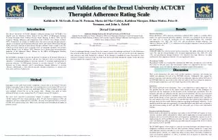 Development and Validation of the Drexel University ACT/CBT Therapist Adherence Rating Scale
