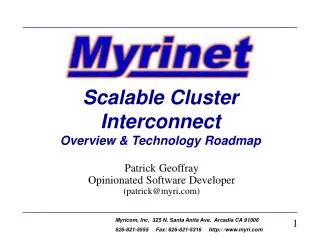 Scalable Cluster Interconnect Overview &amp; Technology Roadmap