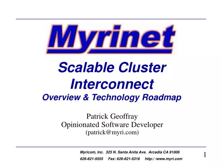 scalable cluster interconnect overview technology roadmap