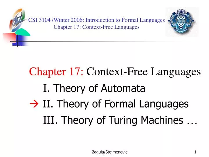 csi 3104 winter 2006 introduction to formal languages chapter 17 context free languages