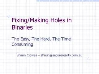 Fixing/Making Holes in Binaries