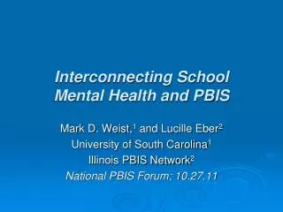 Interconnecting School Mental Health and PBIS