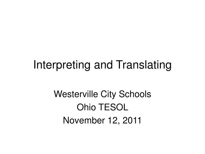 interpreting and translating