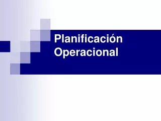 Planificación Operacional