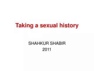 Taking a sexual history