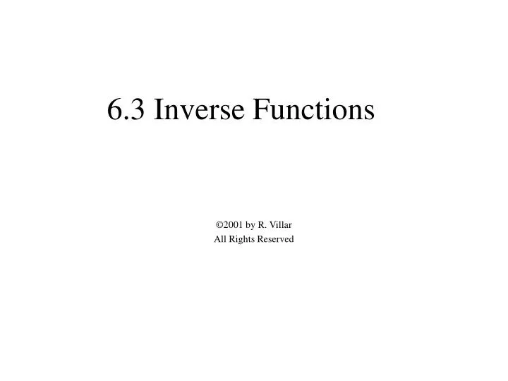 6 3 inverse functions