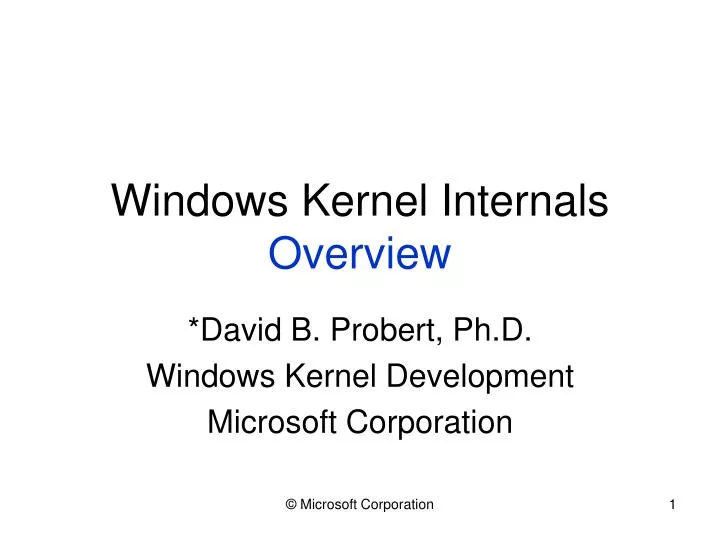 windows kernel internals overview