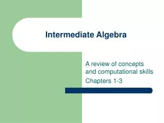 Intermediate Algebra