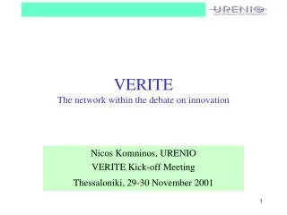 VERITE The network within the debate on innovation