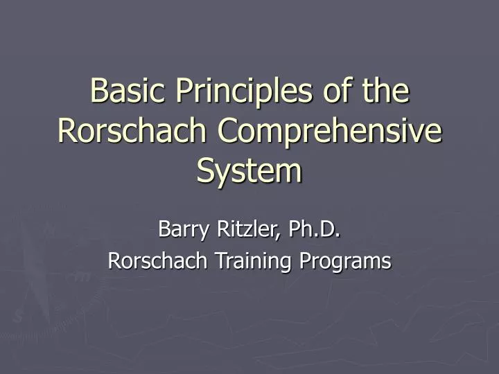 basic principles of the rorschach comprehensive system