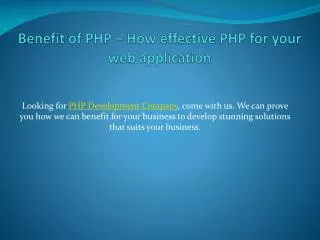 Benefit of PHP – How effective PHP for your web application
