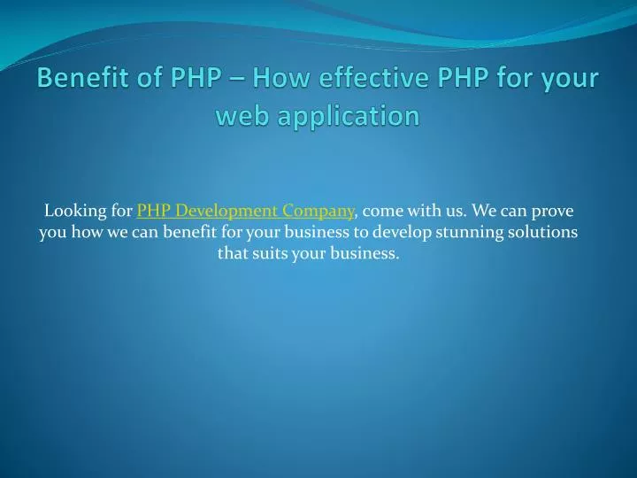 benefit of php how effective php for your web application
