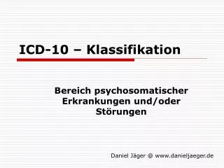 ICD-10 – Klassifikation