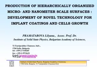 PRODUCTION OF HIERARCHICALLY ORGANIZED MICRO- AND NANOMETER SCALE SURFACES : DEVELOPMENT OF NOVEL TECHNOLOGY FOR IMPLANT