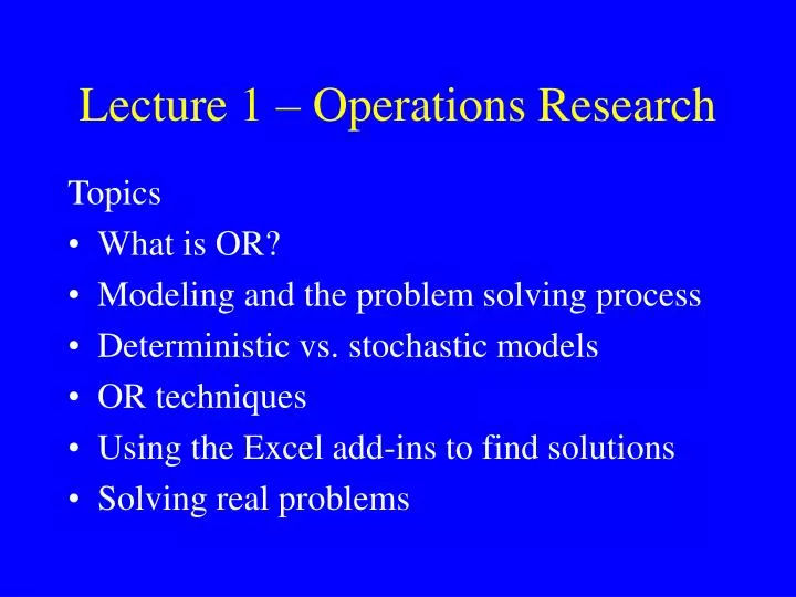 lecture 1 operations research
