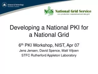 Developing a National PKI for a National Grid
