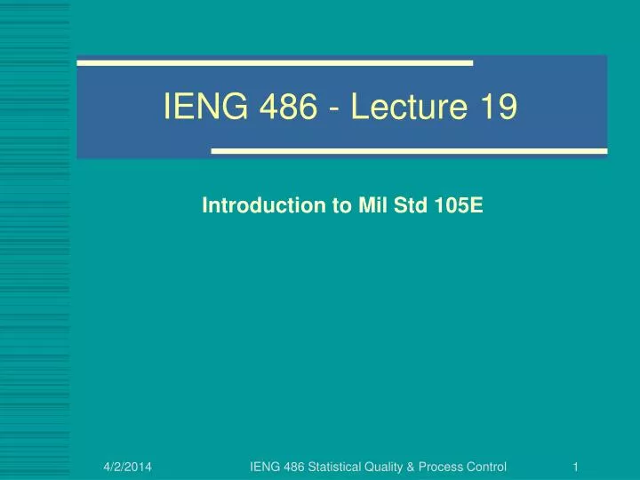 ieng 486 lecture 19