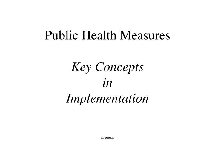 public health measures key concepts in implementation