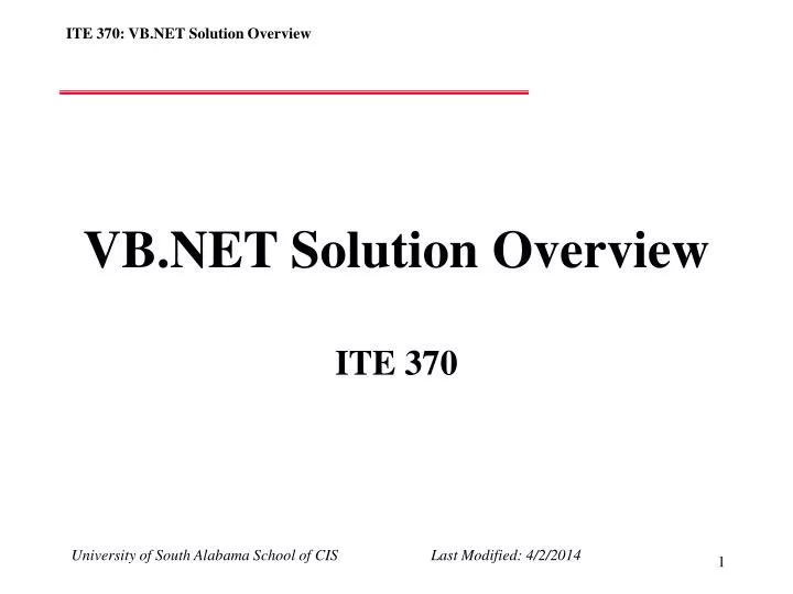 vb net solution overview