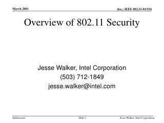 Overview of 802.11 Security