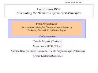 Constrained RPA: Calculating the Hubbard U from First-Principles