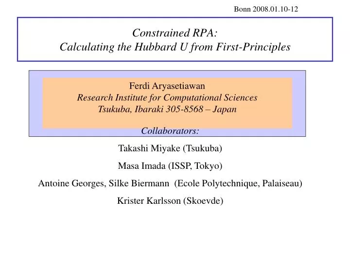 constrained rpa calculating the hubbard u from first principles