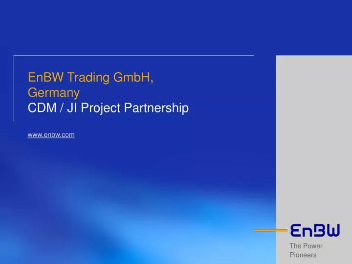 enbw trading gmbh germany cdm ji project partnership www enbw com