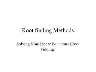 Root finding Methods