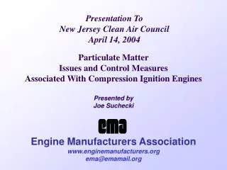 Presentation To New Jersey Clean Air Council April 14, 2004