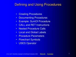 Defining and Using Procedures