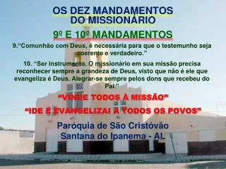 OS DEZ MANDAMENTOS DO MISSIONÁRIO