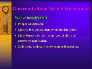 Gastrointestinal Sistem Hormonları