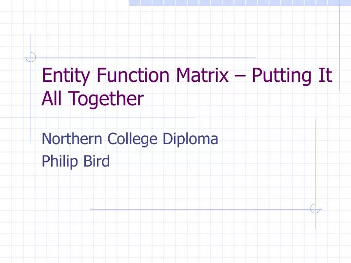 entity function matrix putting it all together