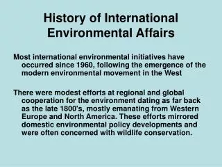 History of International Environmental Affairs
