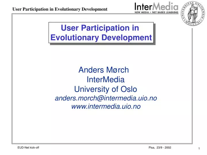 user participation in evolutionary development
