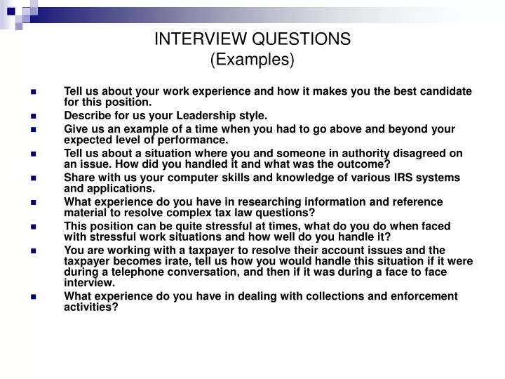 interview questions examples
